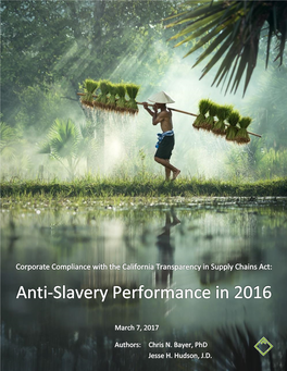 Anti-Slavery Performance in 2016 | First Edition