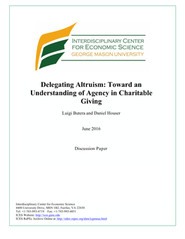 Delegating Altruism: Toward an Understanding of Agency in Charitable Giving