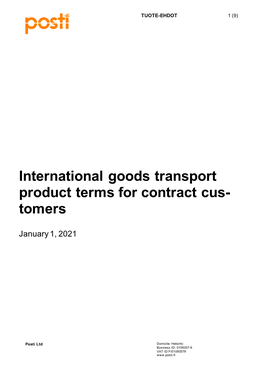 International Goods Transport Product Terms for Contract Customers