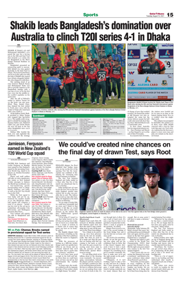 Shakib Leads Bangladesh's Domination Over Australia to Clinch