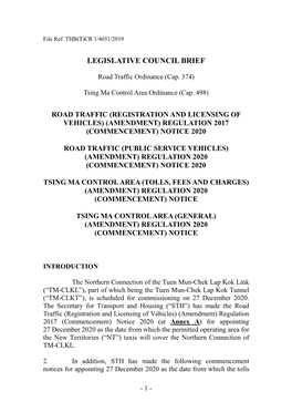 Road Traffic Ordinance (Cap. 374) Tsing Ma Control Area Ordinance