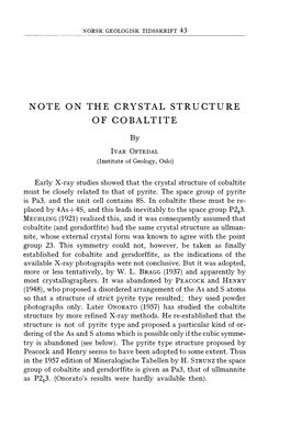 Note on the Crystal Structure of Cobaltite