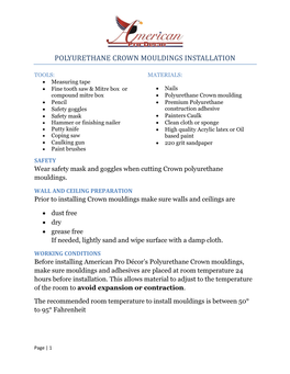 Polyurethane Crown Mouldings Installation