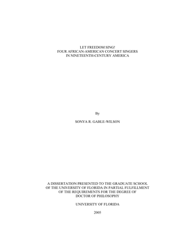 Let Freedom Sing! Four African-American Concert Singers in Nineteenth-Century America