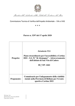 Ministero Dell'ambiente E Della Tutela Del Territorio E Del Mare, a Norma Dell'articolo 29 Del D.L