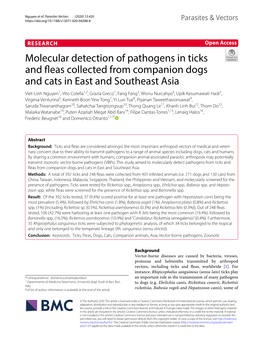 Molecular Detection of Pathogens in Ticks and Fleas Collected From