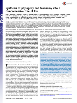 Synthesis of Phylogeny and Taxonomy Into a Comprehensive Tree of Life