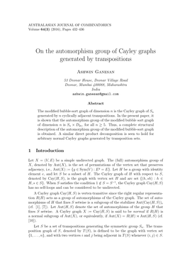 On the Automorphism Group of Cayley Graphs Generated by Transpositions