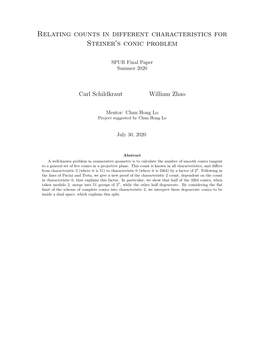 Relating Counts in Different Characteristics for Steiner's Conic