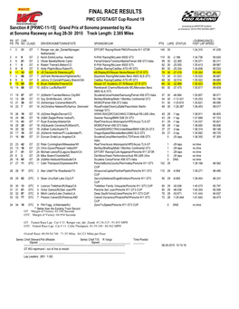 FINAL RACE RESULTS PWC GT/GTA/GT Cup Round 19