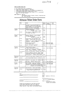 Advance Ticket Order Form I