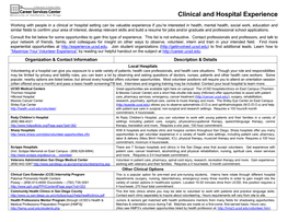 Clinical and Hospital Experience