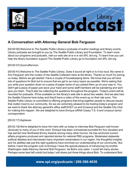 A Conversation with Attorney General Bob Ferguson