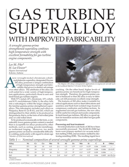 Gas Turbine Superalloy