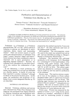 Purification and Characterization of Trehalase from Bacillus Sp. T3