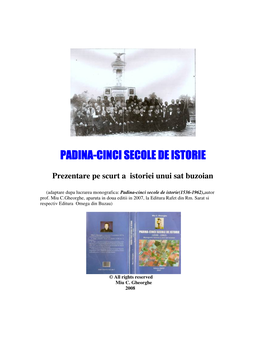 Padina Padina-Cinci Secole De Istorie Cinci