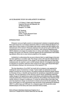 An Ultrasonic Study on Anelasticity in Metals