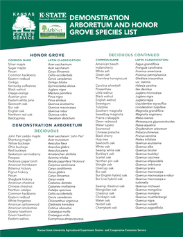 Demonstration Arboretum and Honor Grove Species List