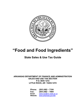 “Food and Food Ingredients”