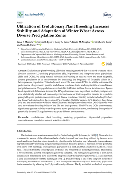Utilization of Evolutionary Plant Breeding Increases Stability and Adaptation of Winter Wheat Across Diverse Precipitation Zones