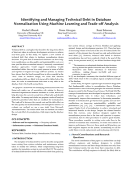 Identifying and Managing Technical Debt in Database Normalization Using Machine Learning and Trade-Off Analysis