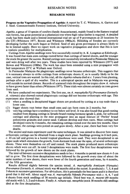 Progress on the Vegetative Propagation of Agathis: a Report by T