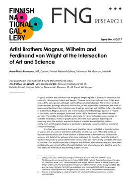 Artist Brothers Magnus, Wilhelm and Ferdinand Von Wright at the Intersection of Art and Science // Anne-Maria Pennonen --- FNG Research Issue No
