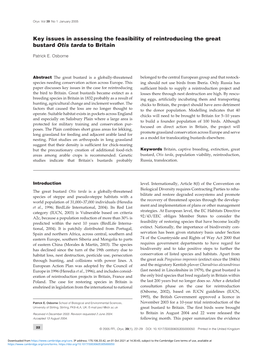 Key Issues in Assessing the Feasibility of Reintroducing the Great Bustard Otis Tarda to Britain