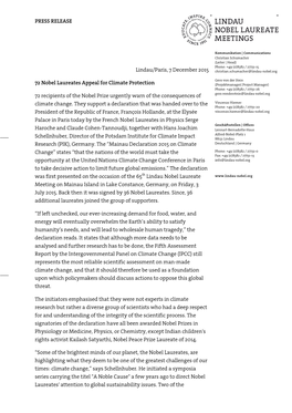 Press Release 72 Nobel Laureates Appeal for Climate Protection.Pdf