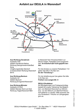 Anfahrt Zur DEULA in Warendorf