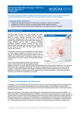 Democratic Republic of Congo • North Kivu Situation Report No