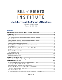 Life, Liberty, and the Pursuit of Happiness Instructor Answer Guide Chapter 12: 1932-1945