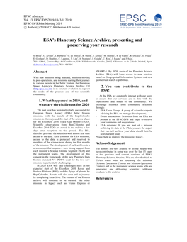 ESA's Planetary Science Archive, Presenting and Preserving Your