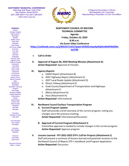 NORTHWEST COUNCIL of MAYORS TECHNICAL COMMITTEE Agenda