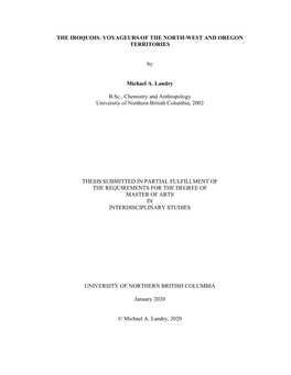The Iroquois: Voyageurs of the North-West and Oregon Territories