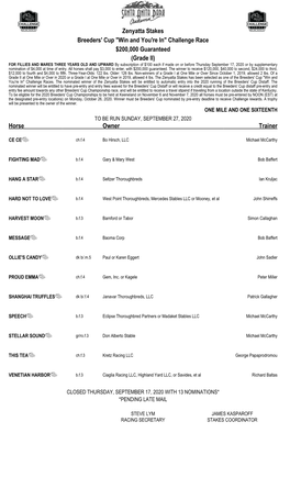 Zenyatta Stakes Breeders'