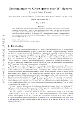 Noncommutative Orlicz Spaces Over W*-Algebras Ryszard Paweł Kostecki