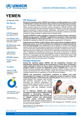 UNHCR Operational Update in Yemen