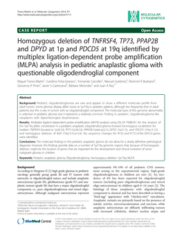 Homozygous Deletion of TNFRSF4, TP73, PPAP2B and DPYD at 1P