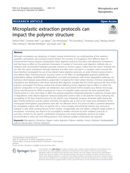 Microplastic Extraction Protocols Can Impact the Polymer Structure