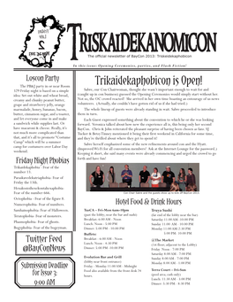 Trikaidekaphobicon Is Open!