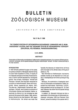 Bulletin Zoölogisch Museum