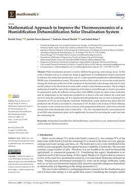 Mathematical Approach to Improve the Thermoeconomics of a Humidiﬁcation Dehumidiﬁcation Solar Desalination System