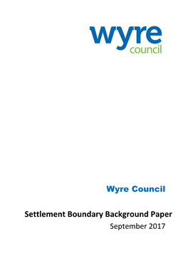 Settlement Boundary Background Paper September 2017