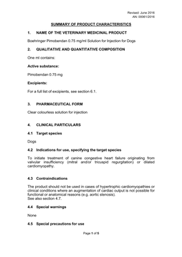 Summary of Product Characteristics 1. Name Of