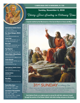 Thirty-First Sunday in Ordinary Time First Sunday In