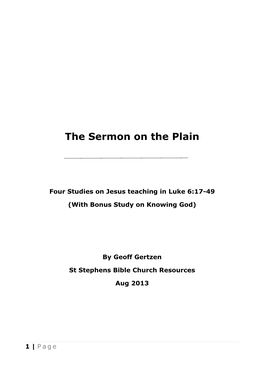 The Sermon on the Plain