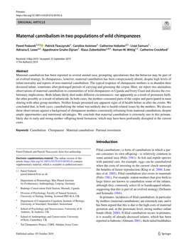 Maternal Cannibalism in Two Populations of Wild Chimpanzees