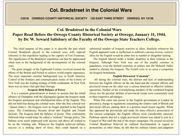 Col. Bradstreet in the Colonial Wars