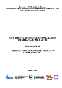 Plano Estratégico De Gestão Integrada Da Bacia Hidrográfica Do Rio Chapecó